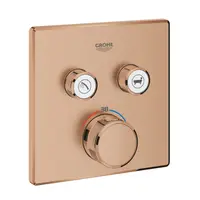 Baterie dus Grohe Grohtherm Smartcontrol 29124DL0, 2 iesiri, termostat, push&turn, masca metalica, filtru impuritati, necesita set fixare, mat, Warm sunset