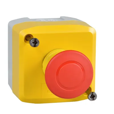 Statie galbena - 1 buton cap ciuperca rosu Ø40 imping.-tragere 1NC