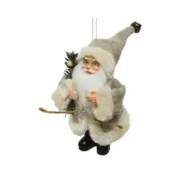 Figurina - Santa Polyester Green Branch - White