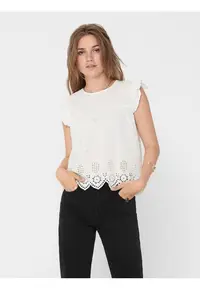 Bluza din bumbac cu maneca scurta si perforatii Silla