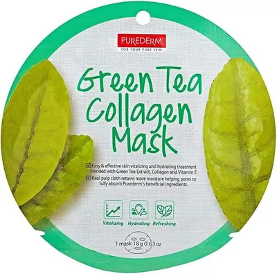 Purederm Masca pentru față Green Tea Collagen, 18 ml