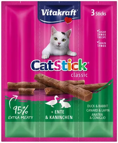Recompense Pisici Vitakraft CatStick Iepure si Rata, 3 x 18 g