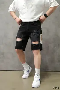 Pantaloni Scurți Denim Graffiti Streetwear – Black Edition Psas219(3348) (mărime: 30)