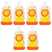 Set 6 pungi reutilizabile, Petite&Mars, Pentru hranire, Cu leuti, Inchidere ermetica, 20x10 cm, 150 ml, Papoo Portocaliu