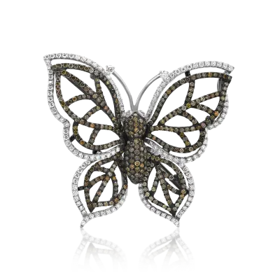 Brosa fluture din aur alb cu diamante de 4.9ct