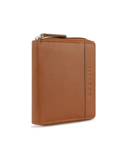 Portofel dama - fermoar circular - piele naturala - 491334 - Maro cognac