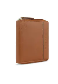 Portofel dama - fermoar circular - piele naturala - 491334 - Maro cognac