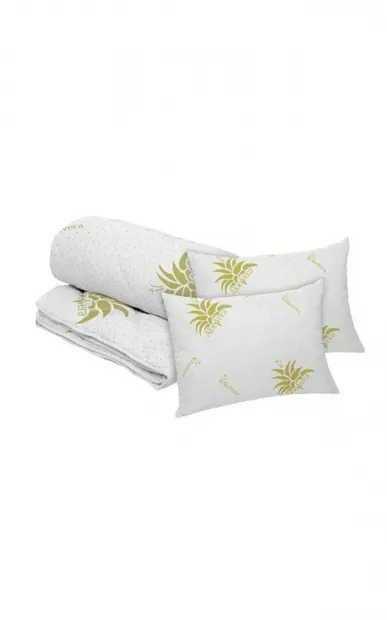 Set Aloe Vera Essence, 2 perne microfibra 50x70 cm si pilota matlasata