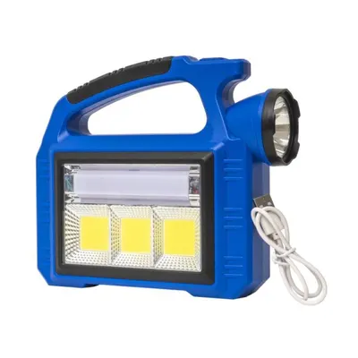 Lanterna Mana, 3 Moduri Intensitate Lumina, Incarcare Solara si USB, Albastru