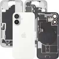 Capac Baterie Apple iPhone 16, Cu Carcasa Mijloc, Full Parts, Alb, Swap