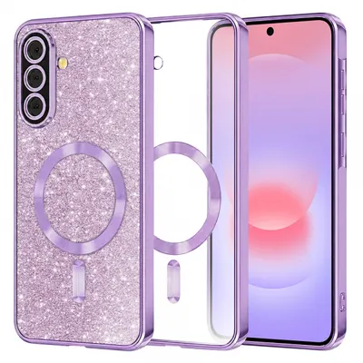 Husa MagSafe pentru Samsung Galaxy A37 5G, Techsuit, Luxury Glitter, Mov Deschis