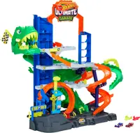 Set de joacă Hot Wheels City - Garaj Ultimate T-Rex, cu 2 mașini