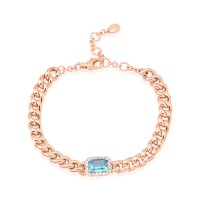 Bratara din aur roz cu topaz albastru rectangular de 1.92ct si diamante de 0.21ct