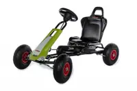 Kart Claas Air Racer, verde, scaun ajustabil, functie free-wheel, roti pneumatice, frana de mana, volan cu sunete, 102 X 60 X 64 cm