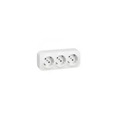 Priza tripla 16 A - 250 VA, Schuko 3 x 2P+T cu protectie pentru copii, ivoar