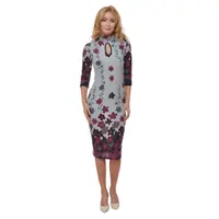 Rochie R2143 gri/ciclame/negru, Natalee | marimea S