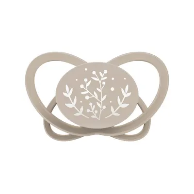 Set 2 suzete Nip My Butterfly cu tetina ortodontica din silicon, forma simetrica, din materiale naturale regenerabile, fara BPA, cutie de transport si sterilizare, maro, 5-18 luni