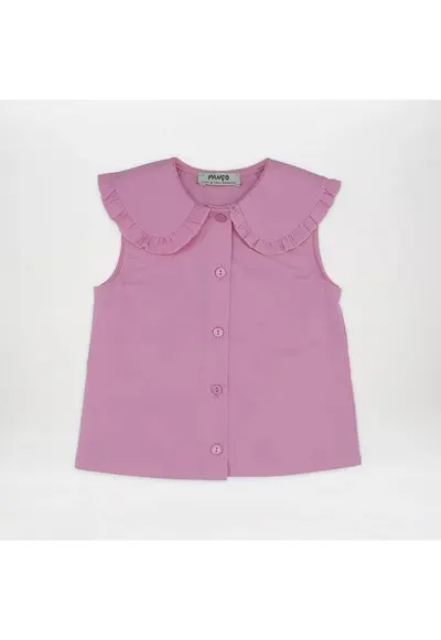 Top cu guler si nasturi - Stella - Roz - pentru fetite - Roz