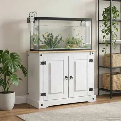 vidaXL Suport pentru acvariu CORONA Alb și maro 81,5 x 37 x 73 cm