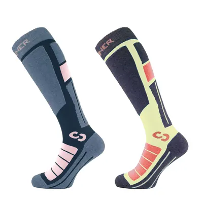 Șosete schi și snowboard SINNER Pro Socks Ladies, Roz/Galben, Femei
