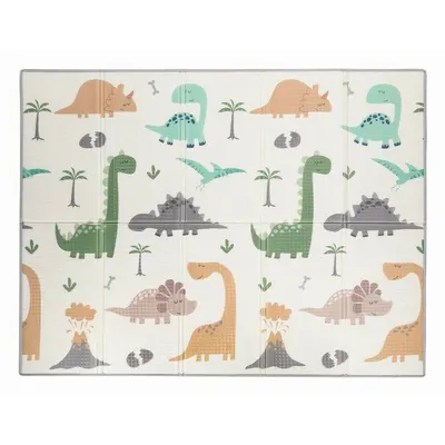 Covoras de joaca FreeON Magic Dino multicolor cu doua fete, pliabil 200x150 cm