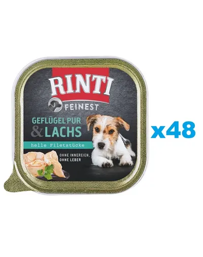 RINTI Feinest Poultry Pure&amp;Salmon tavite hrana pentru caini 48x150 g pasare si somon