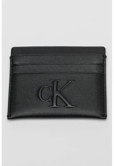 Portcart de piele ecologica cu logo - Negru