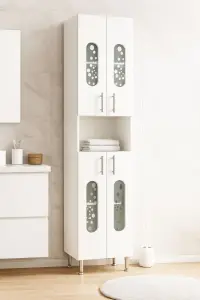Dulap baie seria 177 LAGUNA, front MDF, 4 usi, alb, 35x31.6x166 cm