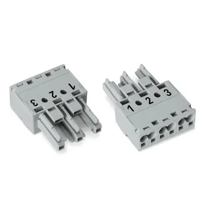 Socket; 3-pole; Cod. B; 4,00 mm²; gray