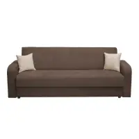 Canapea FANTAZI S extensibila, 3 locuri, cu arcuri, lada depozitare, maro + bej, 225x80x90 cm