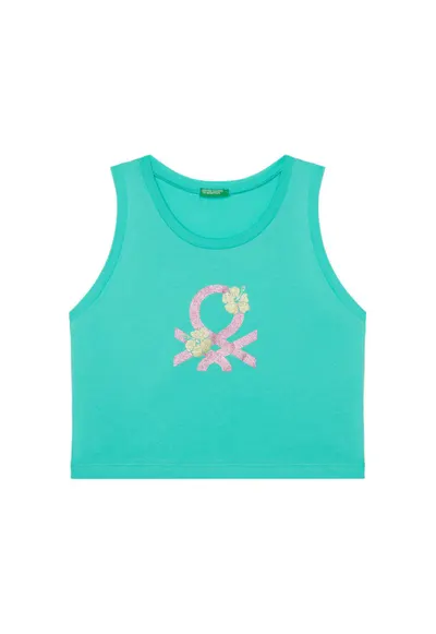 Top pentru fete 3I1XCH01Z - Bumbac organic - Verde - Verde