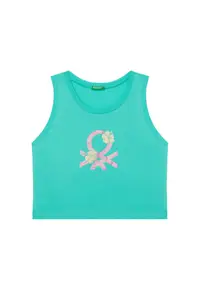Top pentru fete 3I1XCH01Z - Bumbac organic - Verde - Verde