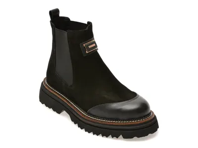 Ghete GRYXX negre, 447GR30, din piele intoarsa