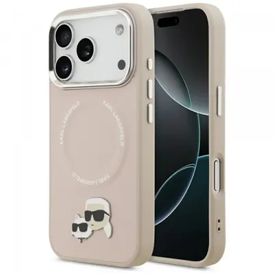 Husa MagSafe pentru Apple iPhone 17 Pro, Karl Lagerfeld, Karl & Choupette Pins, Roz