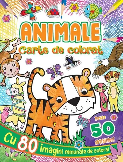 Animale. Carte de colorat cu peste 50 abțibilduri - Paperback brosat