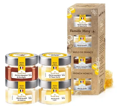 Selecție miere de albine din Franța, 4 x 60 g, Famille Mary