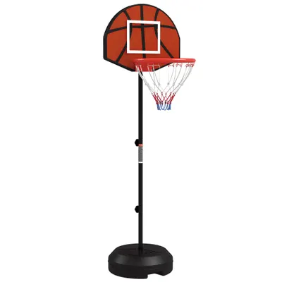 SPORTNOW Coș de Baschet și Stâlp cu Tablă de Darts Magnetică cu Săgeți, Coș de Baschet Reglabil în Înaltime, 38,5x48,5x179 cm, Negru | Aosom Romania