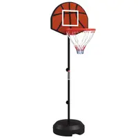 SPORTNOW Coș de Baschet și Stâlp cu Tablă de Darts Magnetică cu Săgeți, Coș de Baschet Reglabil în Înaltime, 38,5x48,5x179 cm, Negru | Aosom Romania