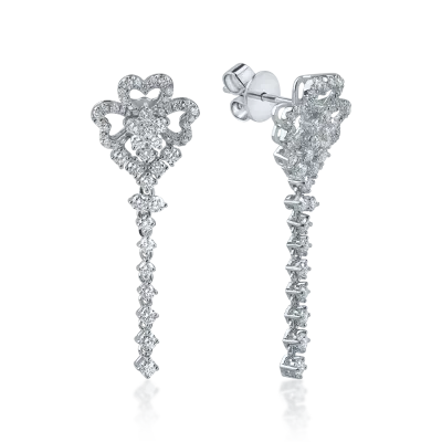 Cercei din aur alb cu diamante baguette de 1.264ct