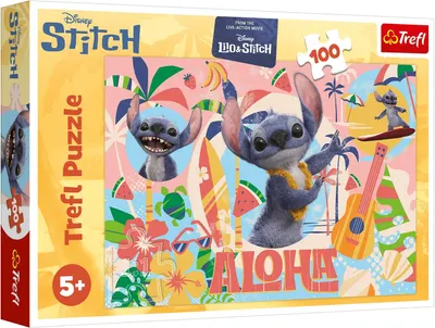 Puzzle Trefl cu 100 de piese - Stitch și prietenii în acțiune