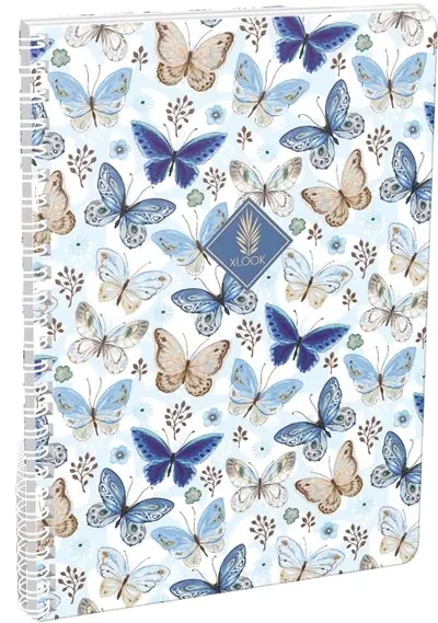 Caiet cu spiră Lizzy Card Xrcise Look - Butterflies, A4, rânduri largi