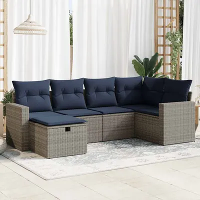 Gossi set mobilier gradina cu perne, 6 piese, gri, poliratan