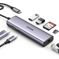Hub USB-C UGREEN CM512 (90568), 2 x USB-A 3.0 - 1 x USB-C - 1 x HDMI - 1 x RJ45 - 1 x SD - 1 x microSD, Gri