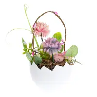 Decoratiune Paste ghiveci cu flori 17 cm