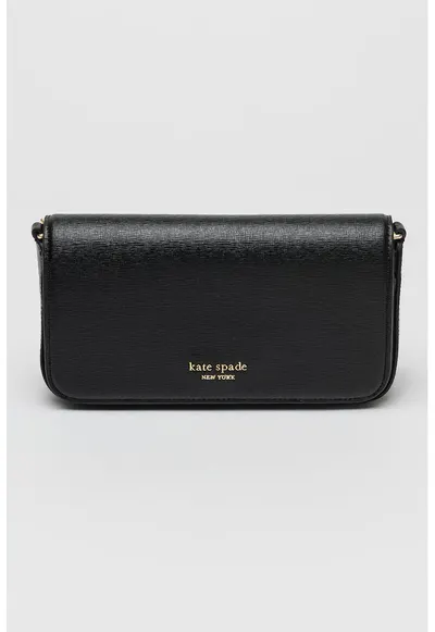 Geanta crossbody Devin Saffiano din piele - Negru - 10.8 x 20.3 x 5.7 cm