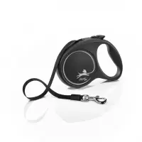 Lesa retractabila cu banda Flexi Neagra S 5 m 12 kg