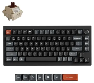 Tastatură mecanică Keychron - V1 Ultra 8K, wireless, Silk POM Switch Banana, RGB, neagră