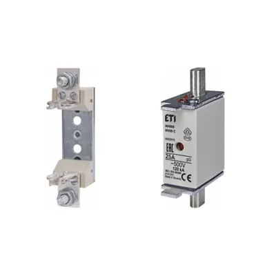 Pachet Protectie Circuit Electric: Soclu Siguranta Fuzibila NH00/NH000 1P (M8), Siguranta Fuzibila NH000 gG 25A 500V