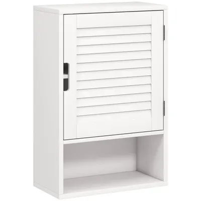HOMCOM Dulap de baie suspendat pe perete cu ușă cu închidere silențioasă, rafturi reglabile 40 x 20 x 60 cm Alb | Aosom Romania