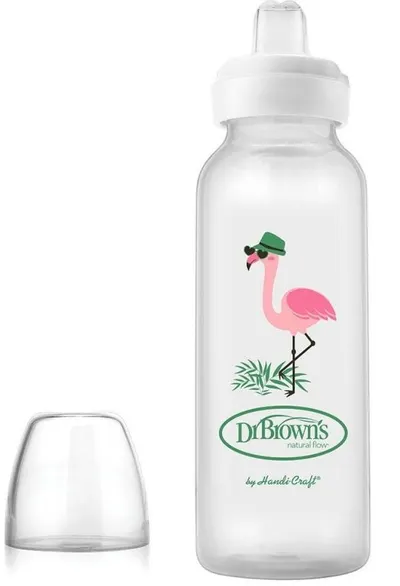 Biberon de tranziție Dr. Brown's Milestones - Flamingo, 250 ml